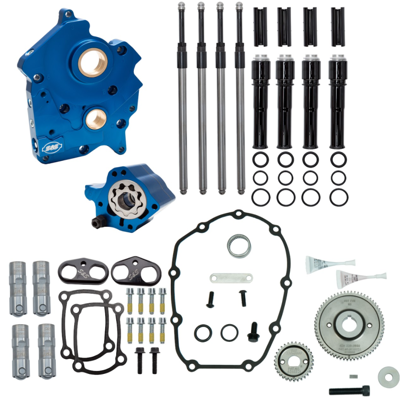 S&S Cycle 2017+ M8 Water Cooled Models Gear Drive Cam Chest Kit w/o Cam - Black Pushrod Tubes 310-1260