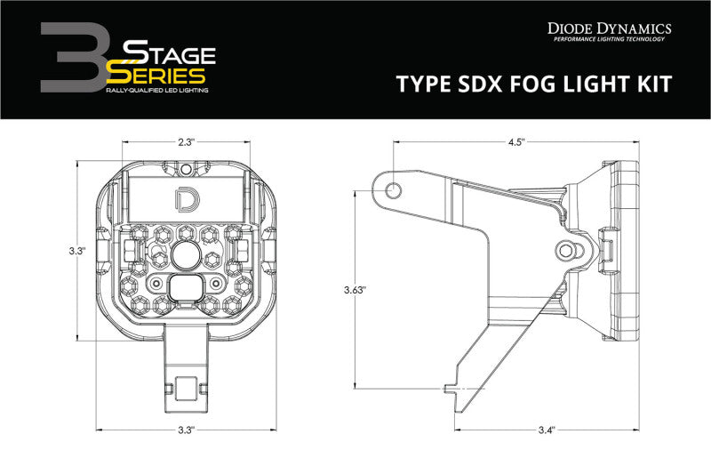 Diode Dynamics SS3 Sport Type SDX Kit ABL - Yellow SAE Fog