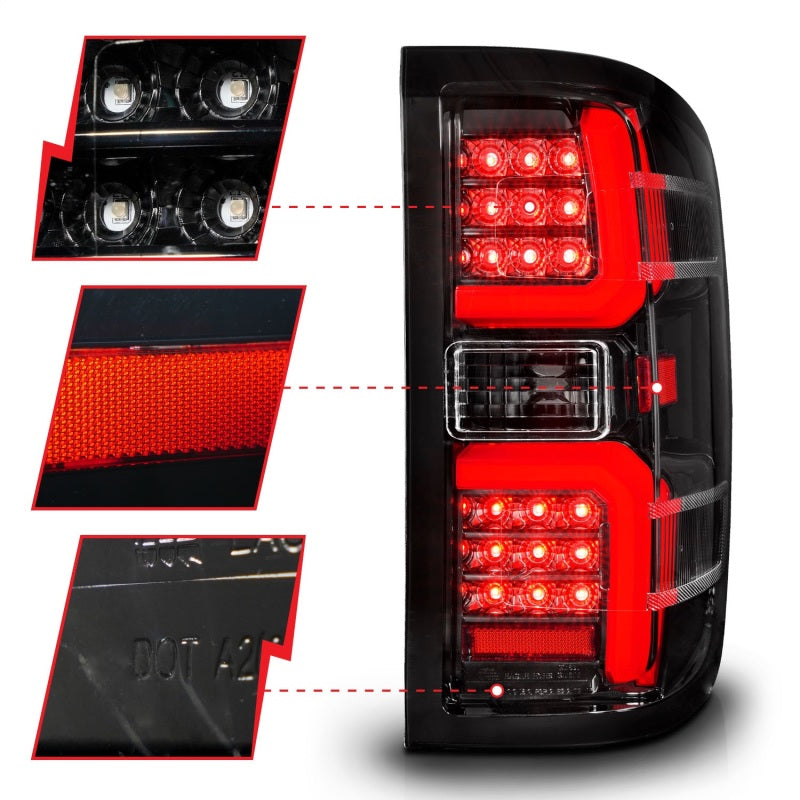 ANZO 15-19 Chevrolet Silverado 2500 HD/3500 HD LED Taillight w/ Sequential Black Housing/Clear Lens 311450