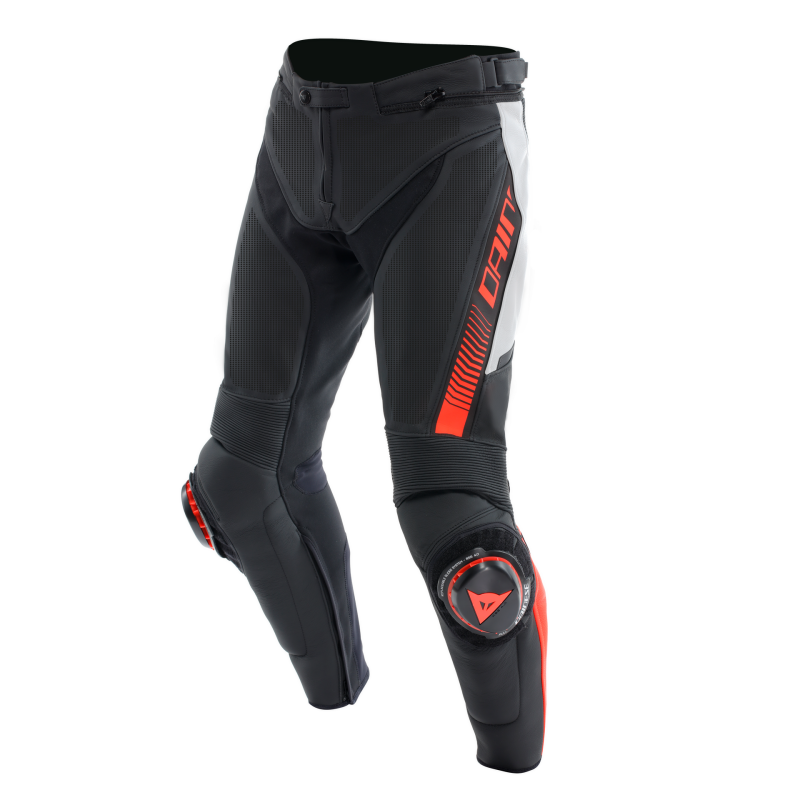 Dainese Super Speed Perforated Leather Pants Black/White/Red-Fluorescent Size - 56 2015500007-N32-56