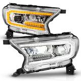 ANZO 19-23 Ford Ranger Full LED Projector Headlights w/ Initiation & Sequential - Chrome 111614