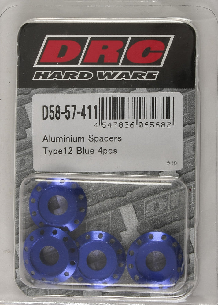 DRC Aluminum Spacers Type 12 Blue M6x12mm 4/Pk D58-57-411