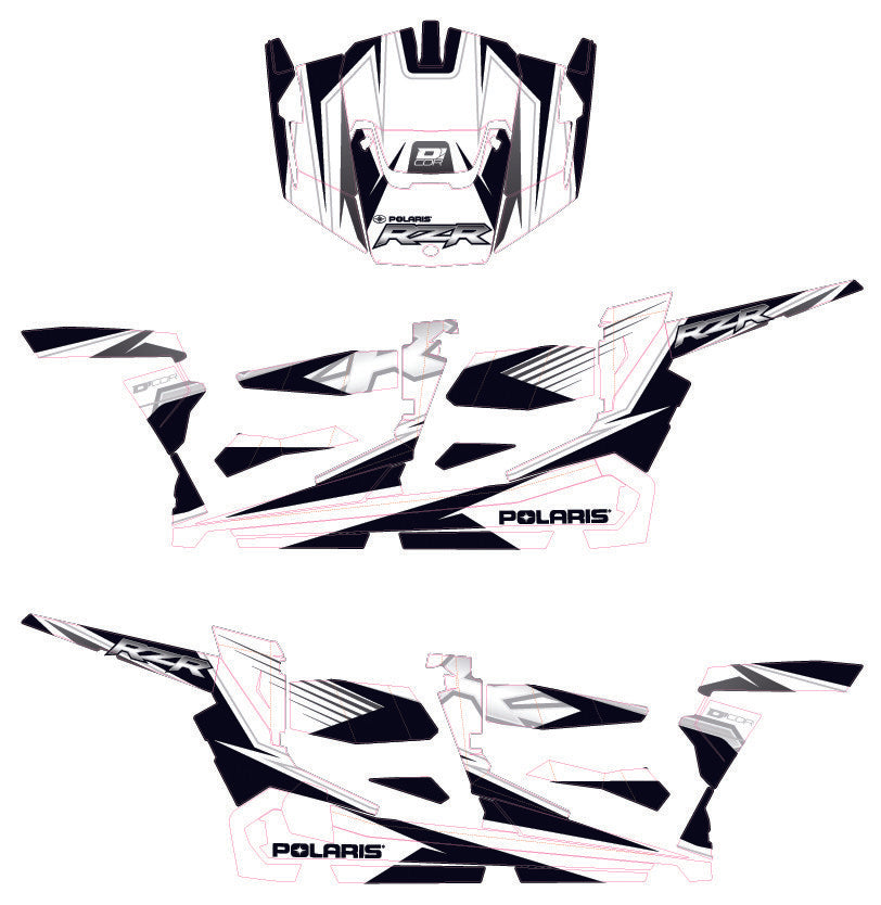 D-COR Pol Rzr Complete Graphic Kit White/Black/Silver 20-60-110