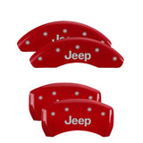 MGP 4 Caliper Covers Engraved Front & Rear JEEP Red finish silver ch 42007SJEPRD