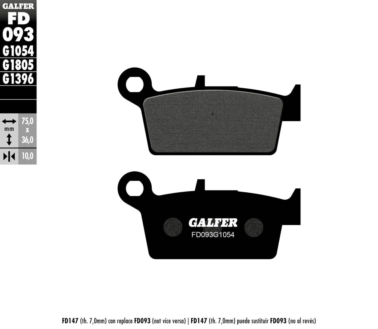 GALFER Brake Pads Semi Metallic Fd093g1054 FD093G1054