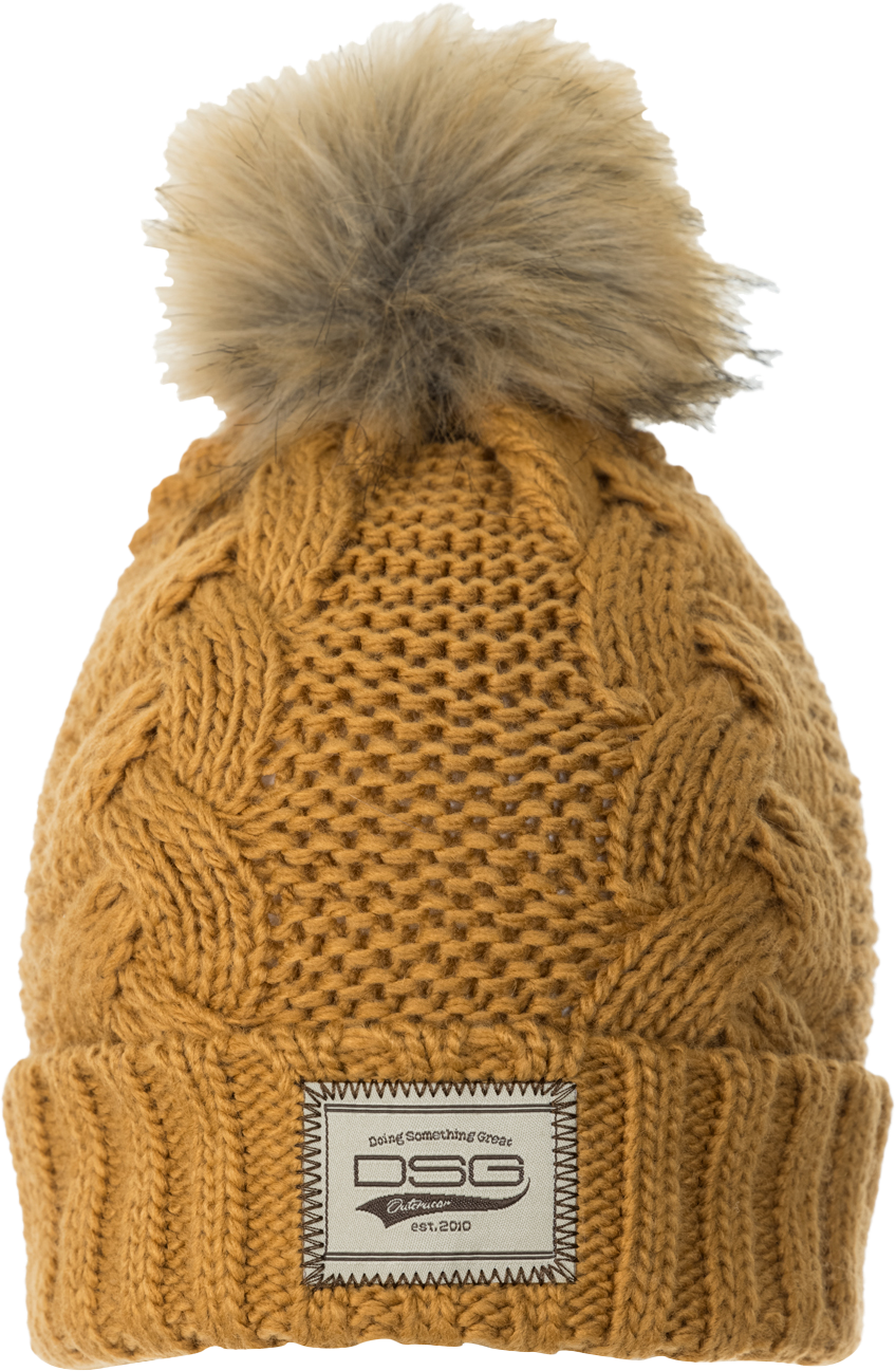 DSG Chunky Knit Pom Beanie Tan 45348