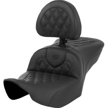 SADDLEMEN Heated Roadsofa™ Seat - Lattice Stitch - w/ Backrest - FLT/FLH '23-'24 823-07-182C0