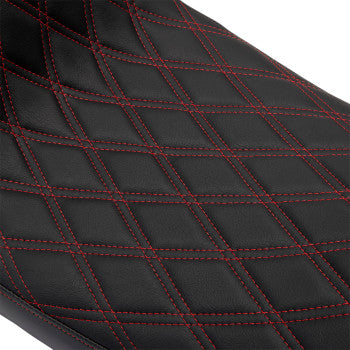 DRAG SPECIALTIES Predator 2Up Seat - Vinyl - Double Diamond Red Stitch - FLH '08-'23 0801-1494