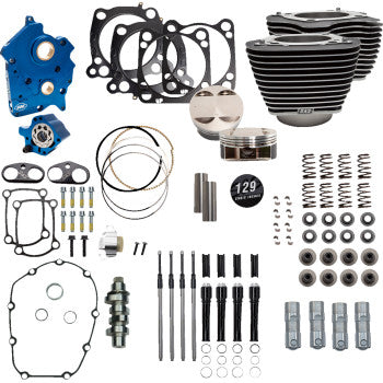 S&S CYCLE 129" Power Package Engine Performance Kit - Chain Drive - Oil Cooled - Highlighted Fins - M8 0904-0101