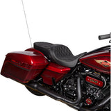 DRAG SPECIALTIES Freedom Seat - Vinyl - Double Diamond Silver Stitch - FLH '09-'23 0801-1482