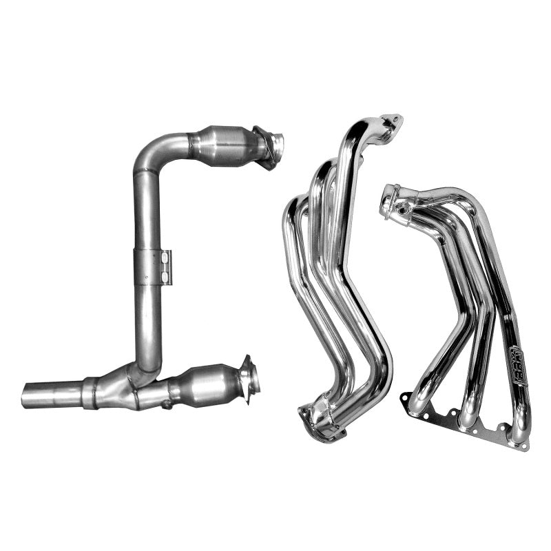 BBK 07-11 Jeep 3.8 V6 Long Tube Exhaust Headers And Y Pipe And Converters - 1-5/8 Silver Ceramic 40500