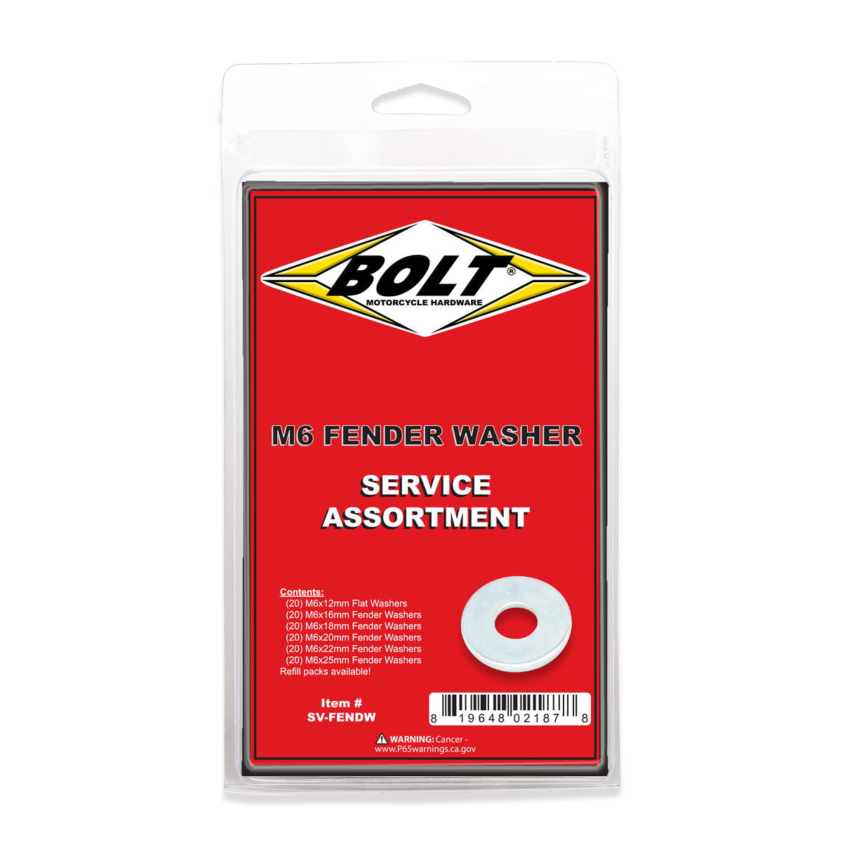 BOLT M6 Fender Washer Assortment 120 Piece Kit SV-FENDW