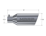 MBRP Universal Tip 7inch O.D. Rolled End 4inch inlet 18inch length - T304 (SINGLE TIP)