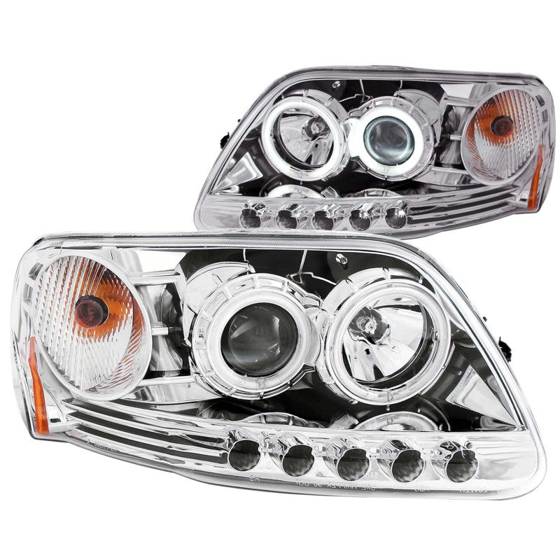 ANZO 1997.5-2003 Ford F-150 Projector Headlights w/ Halo Chrome 1pc 111054