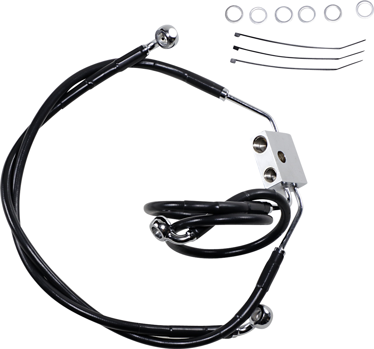 DRAG SPECIALTIES Brake Line - Front - Black - +4" - FXDF '12-'17 612137-4BLK