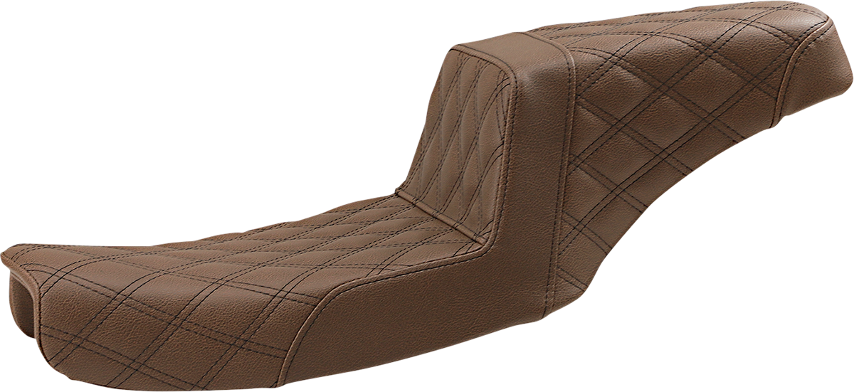 SADDLEMEN Step-Up Seat - Full Lattice Stitch - Brown - Dyna 891-04-175BR