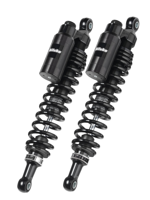 Bitubo WMT0 Twinshocks Adj.: Spring Preload, Reb., Comp., Length 371mm, Piggyback Tank Dark Edition