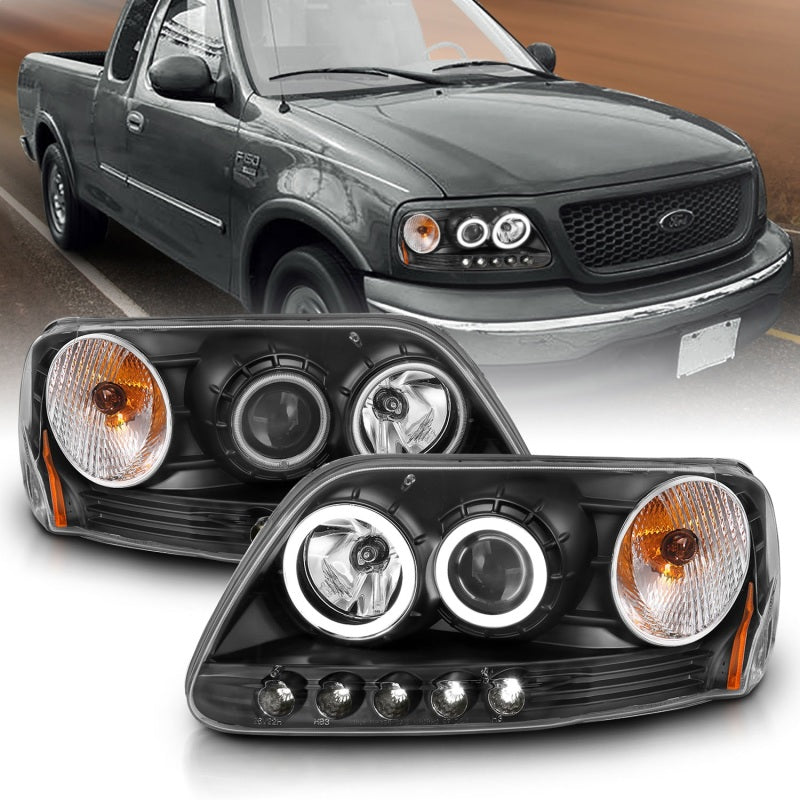 ANZO 1997-2003 Ford F-150 Projector Headlights w/ Halo Black (CCFL) 111097