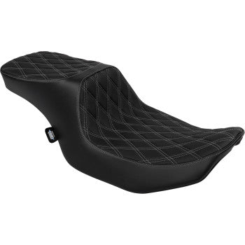 DRAG SPECIALTIES Predator 2-Up Seat - Vinyl - Double Diamond Silver Stitch - w/o Backrest - FLTR/FLHX '23-'24 0801-1949