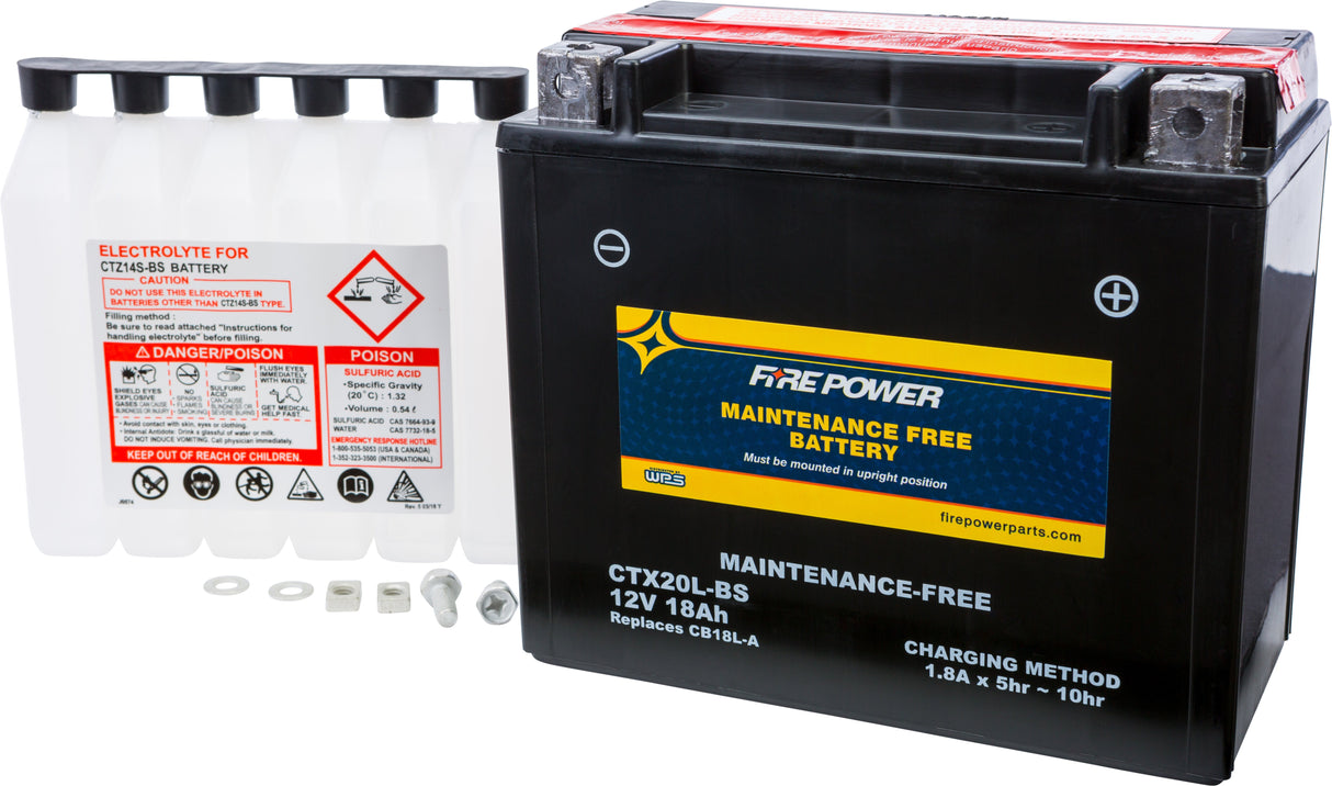 FIRE POWER Battery Ctx20l-Bs Maintenance Free CTX20L-BS