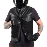 THRASHIN SUPPLY CO. Kanan Leather/Denim Riding Vest - Black - 2XL TMJ-13-12