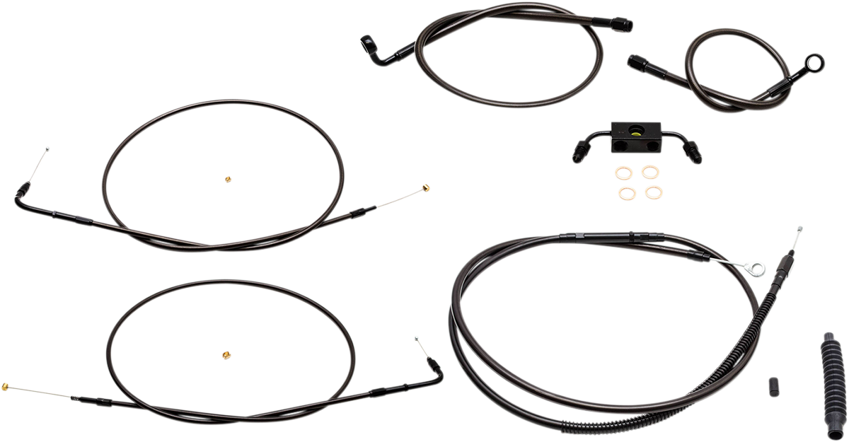 LA CHOPPERS Handlebar Cable/Brake Line Kit - 12" - 14" Ape Hanger Handlebars - Midnight LA-8321KT-13M