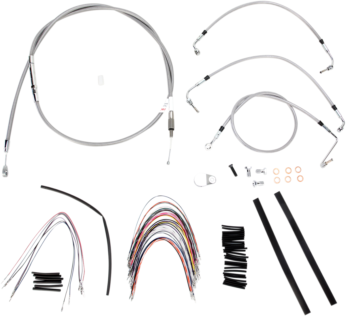 BURLY BRAND Handlebar Cable/Brake Line Kit - Complete - 16" Ape Hanger Handlebars - Stainless Steel B30-1092