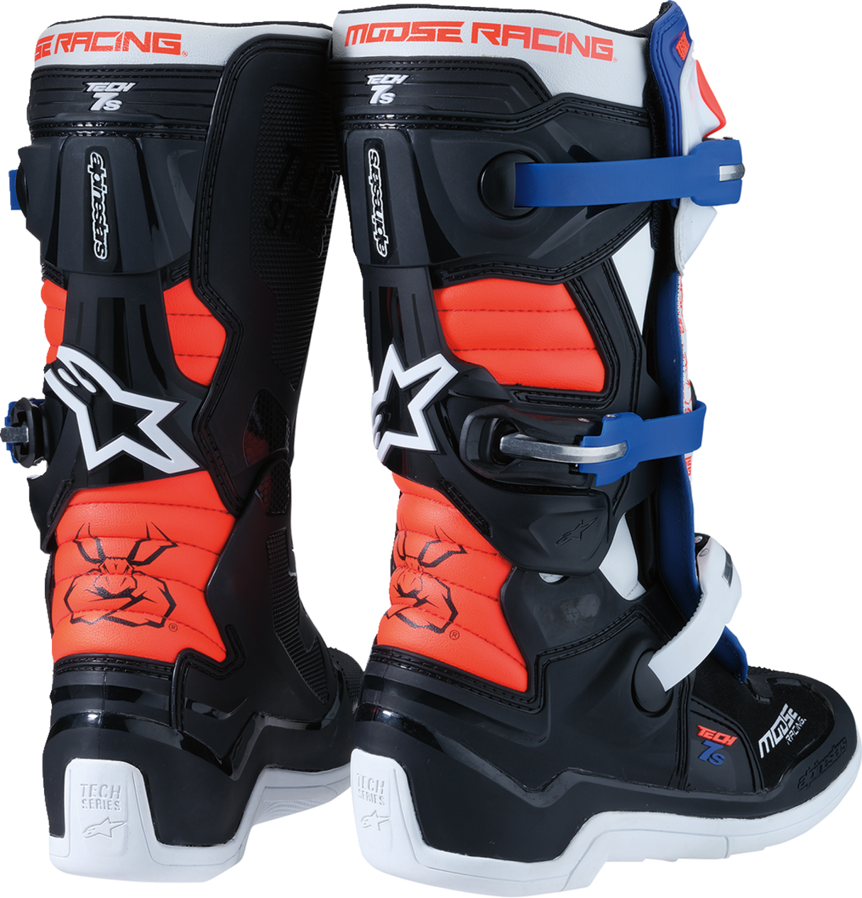 MOOSE RACING Youth Tech 7S Boots - Black/White/Red/Blue - US 3 0215024-1297-3