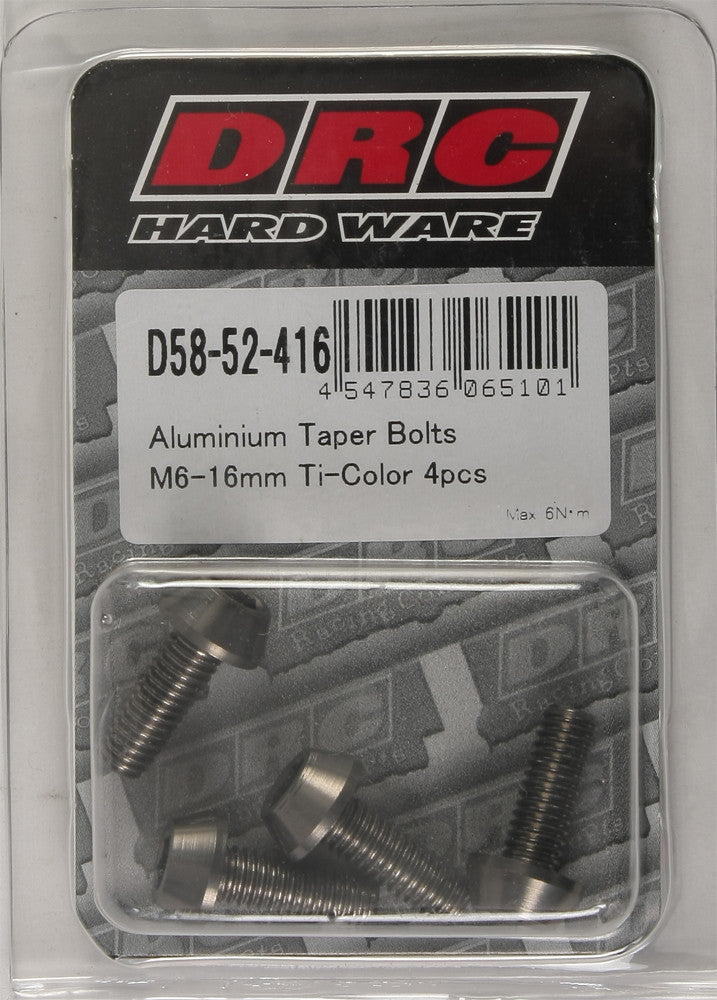 DRC Aluminum Taper Bolts Titanium M6x16mm 4/Pk D58-52-416