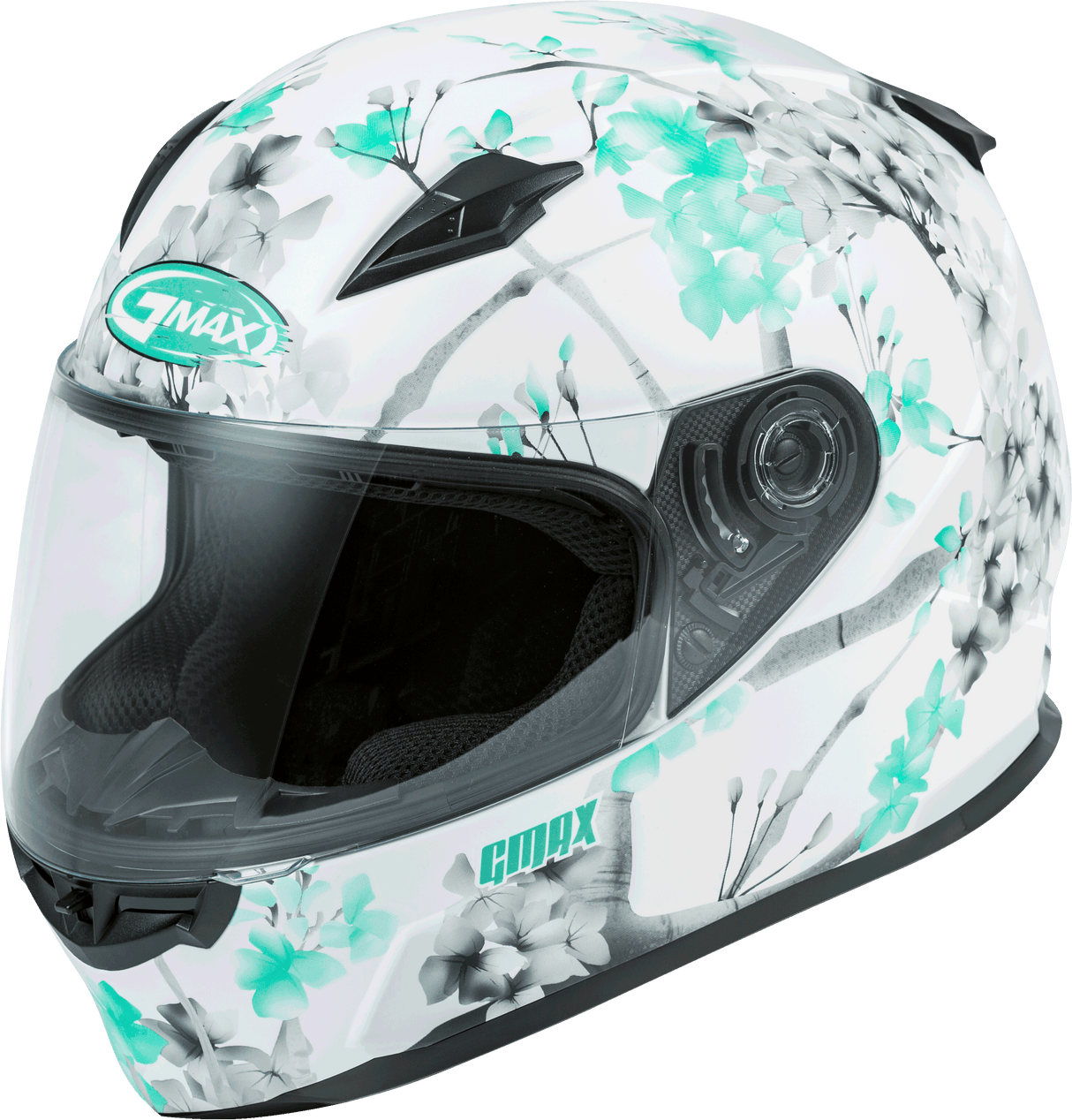 GMAX Ff-49 Full-Face Blossom Helmet Matte White/Teal/Grey Xl F1496867