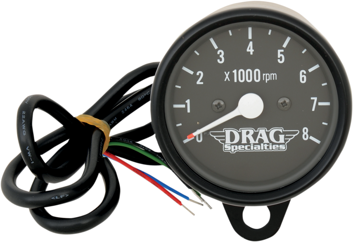 DRAG SPECIALTIES 2.4" Mini Electronic 8000 RPM Tachometer - Black Housing - Black Face 21-6910BNUDS1