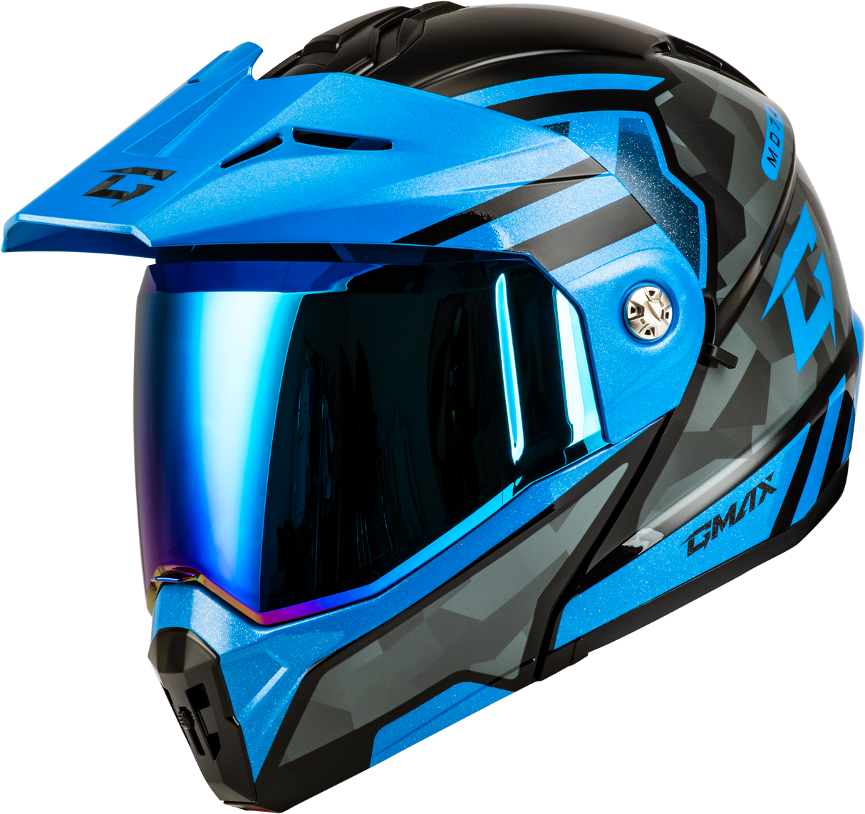 GMAX Md-74 Striker Modular Helmet W/Blu Shld Blk/Gry/Blu Mtlc 3x M17411249