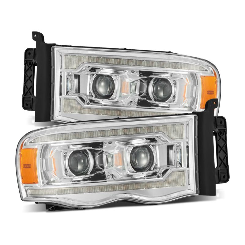 AlphaRex 02-05 Dodge Ram 1500 LUXX LED Proj Headlights Plank Style Chrome w/Activ Light/Seq Signal 880568