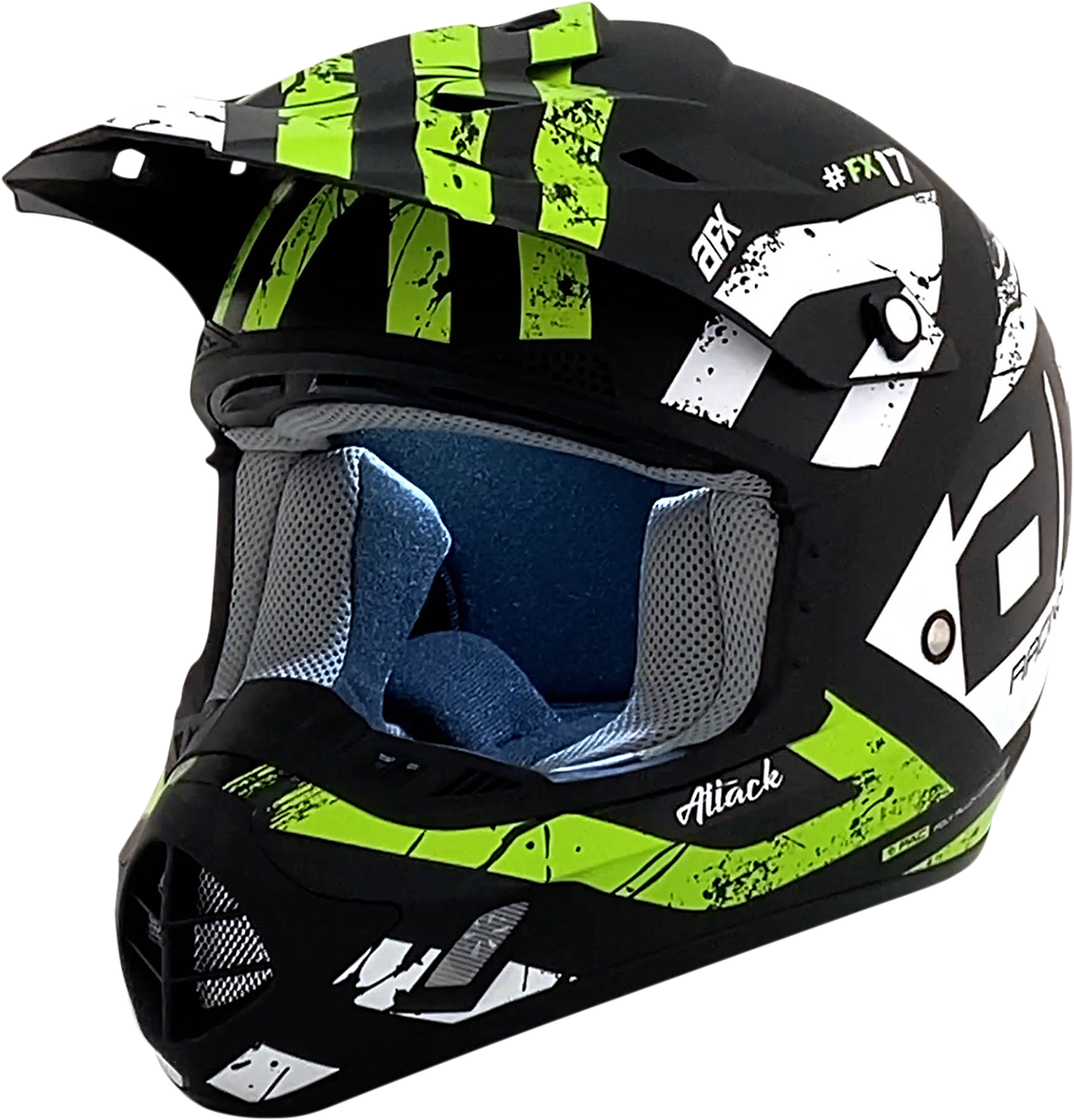 AFX FX-17Y Helmet - Attack - Matte Black/Green - Medium 0111-1418