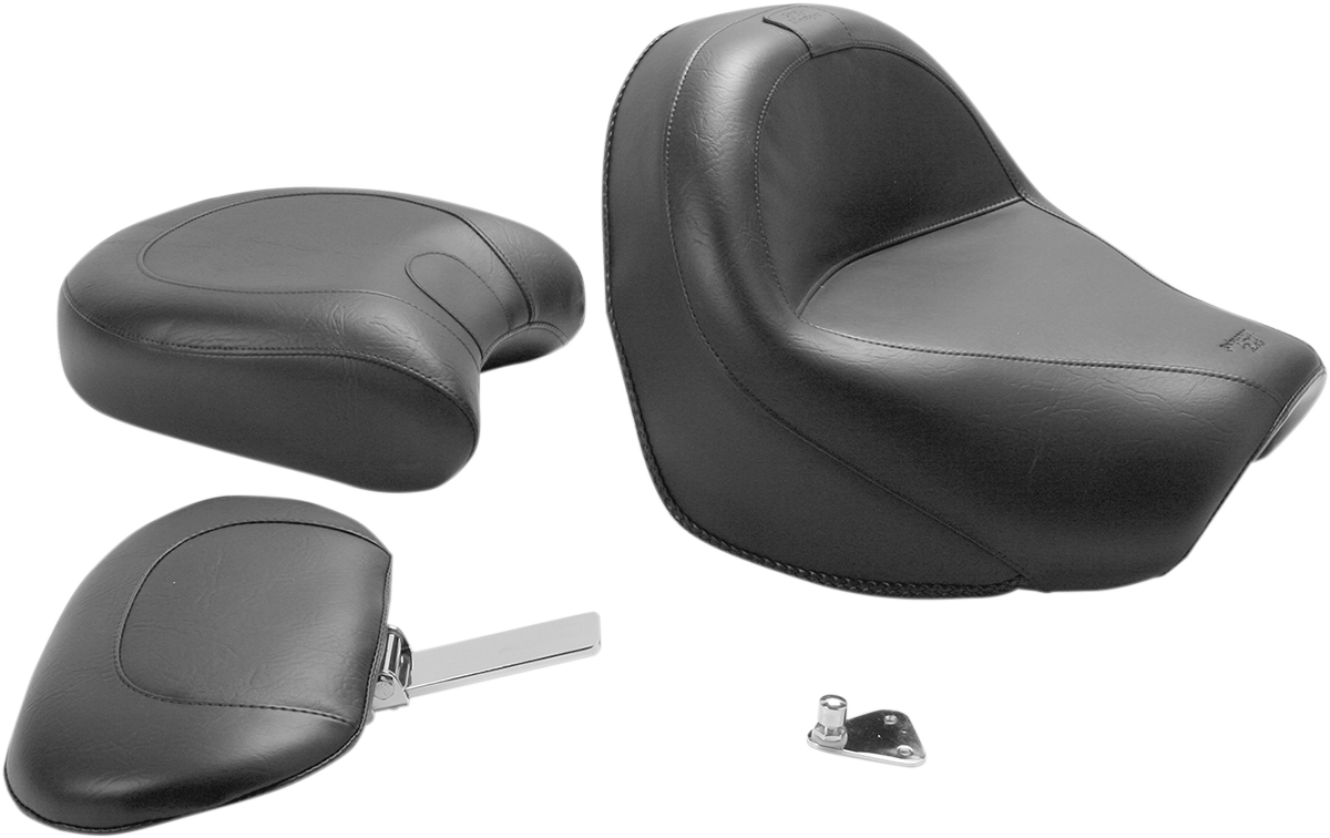 MUSTANG Seat - Vintage - Wide - Touring - With Driver Backrest - Two-Piece - Smooth - Black - VL 79283