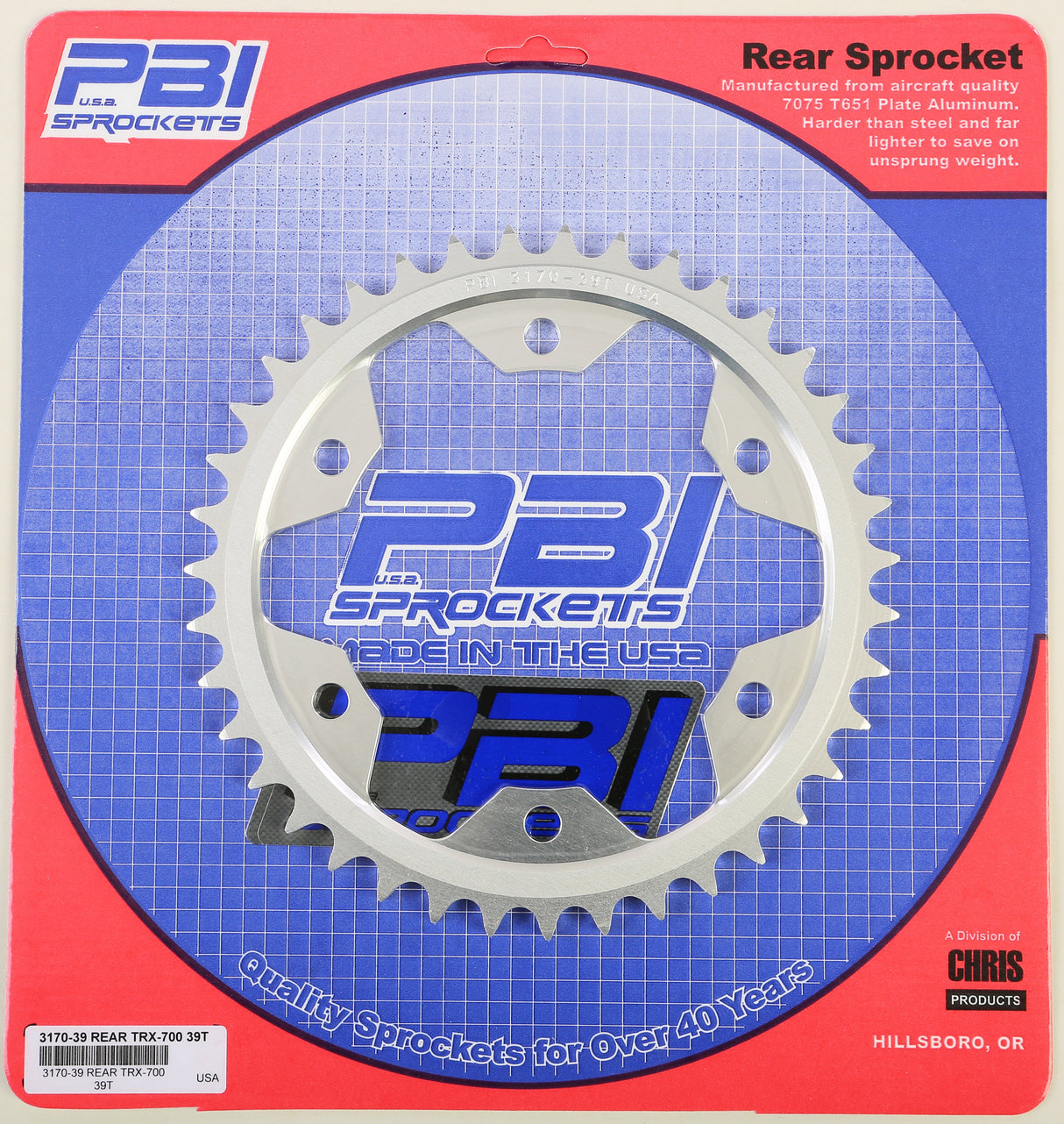 PBIRear Sprocket Aluminum 39t-520 Hon3170-39-3