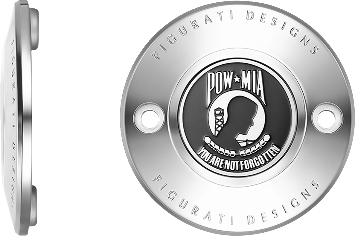 FIGURATI DESIGNS Timing Cover - 2 Hole - POW MIA - Stainless Steel FD50-TC-2H-SS