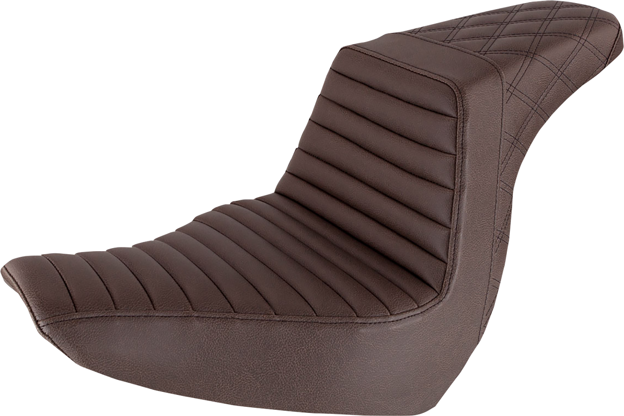 SADDLEMEN Step-Up Seat - Front Tuck-n-Roll/Rear Lattice Stitch - Brown 818-29-176BR