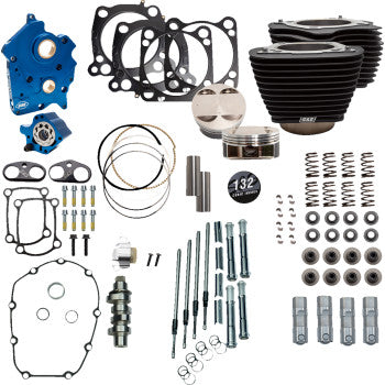 S&S CYCLE 132" Power Package Engine Performance Kit - Chain Drive - Oil Cooled - Non-Highlighted Fins - M8 Softail /Glide    0904-0102 310-1233