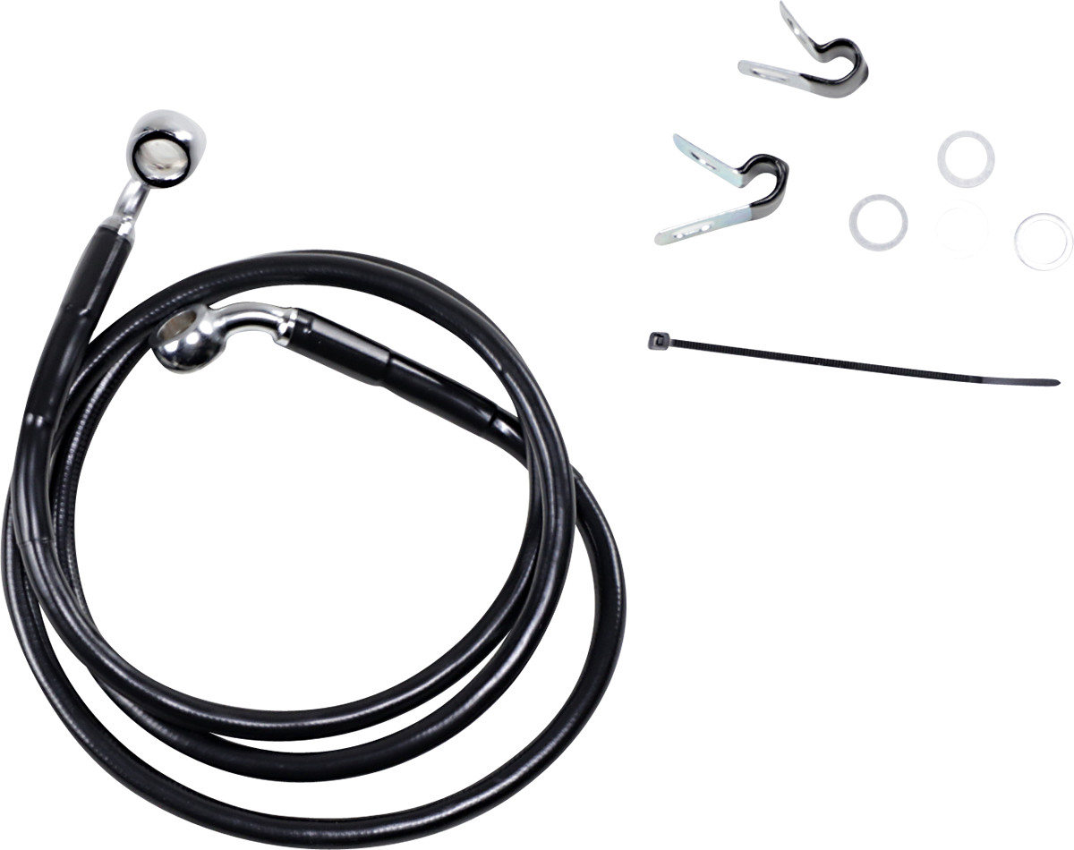 DRAG SPECIALTIES Brake Line - Front - Black - +4" - XL 660310-4BLK