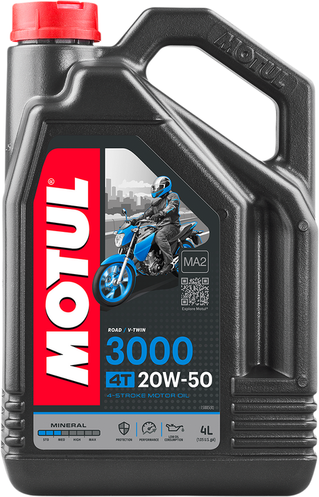 MOTUL 3000 Mineral 4T Engine Oil - 20W-50 - 1 U.S. gal. 107319