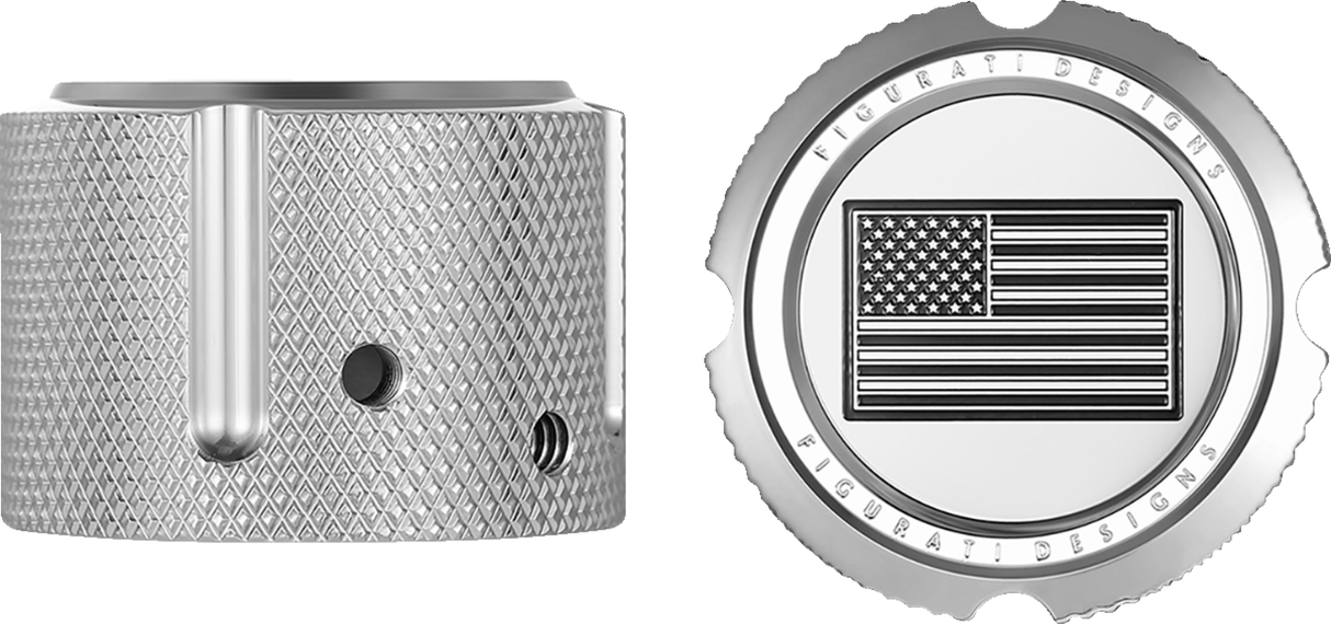 FIGURATI DESIGNS Front Axle Nut Cover - Stainless Steel - American Flag - Contrast Cut - Reversed FD26R-FAC-SS