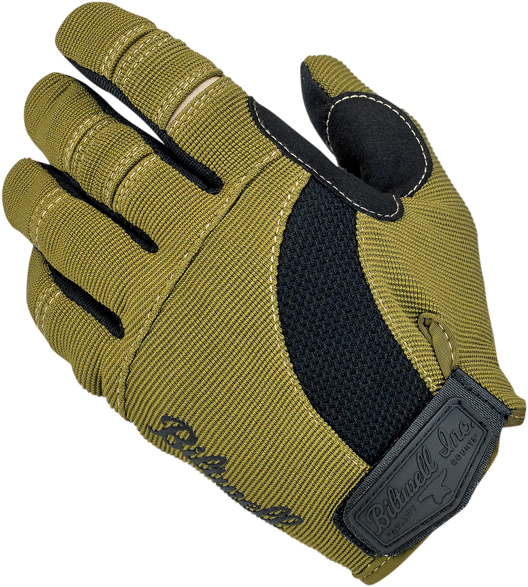 BILTWELL Moto Gloves - Olive/Black - Small 1501-0309-002