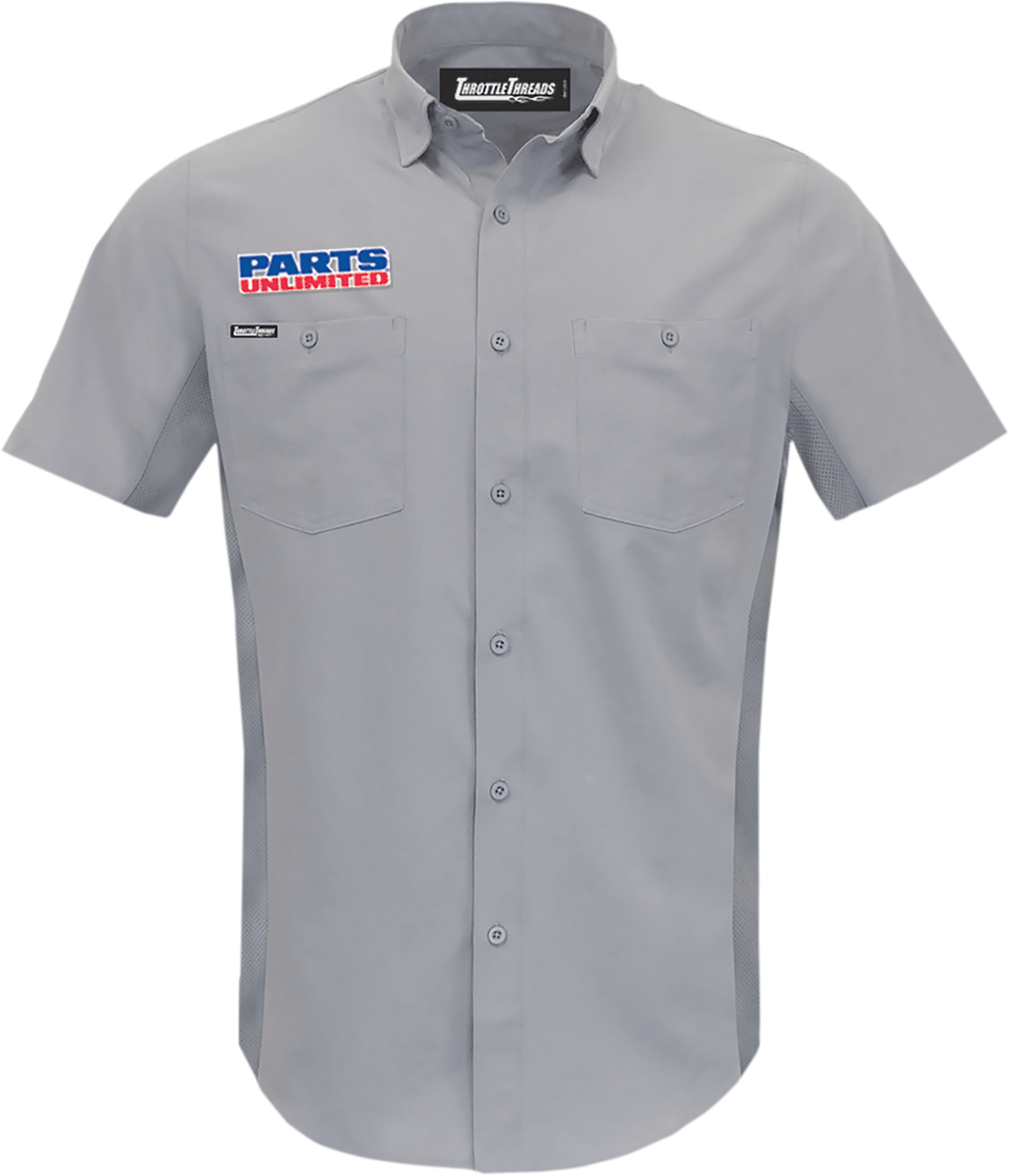 THROTTLE THREADS Parts Unlimited Vented Shop Shirt - Gray - Small PSU37ST26GYSM