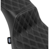 DRAG SPECIALTIES Performance Predator 2-Up Seat - Vinyl - Double Diamond - Silver Thread - FL '00-'17 0802-1642