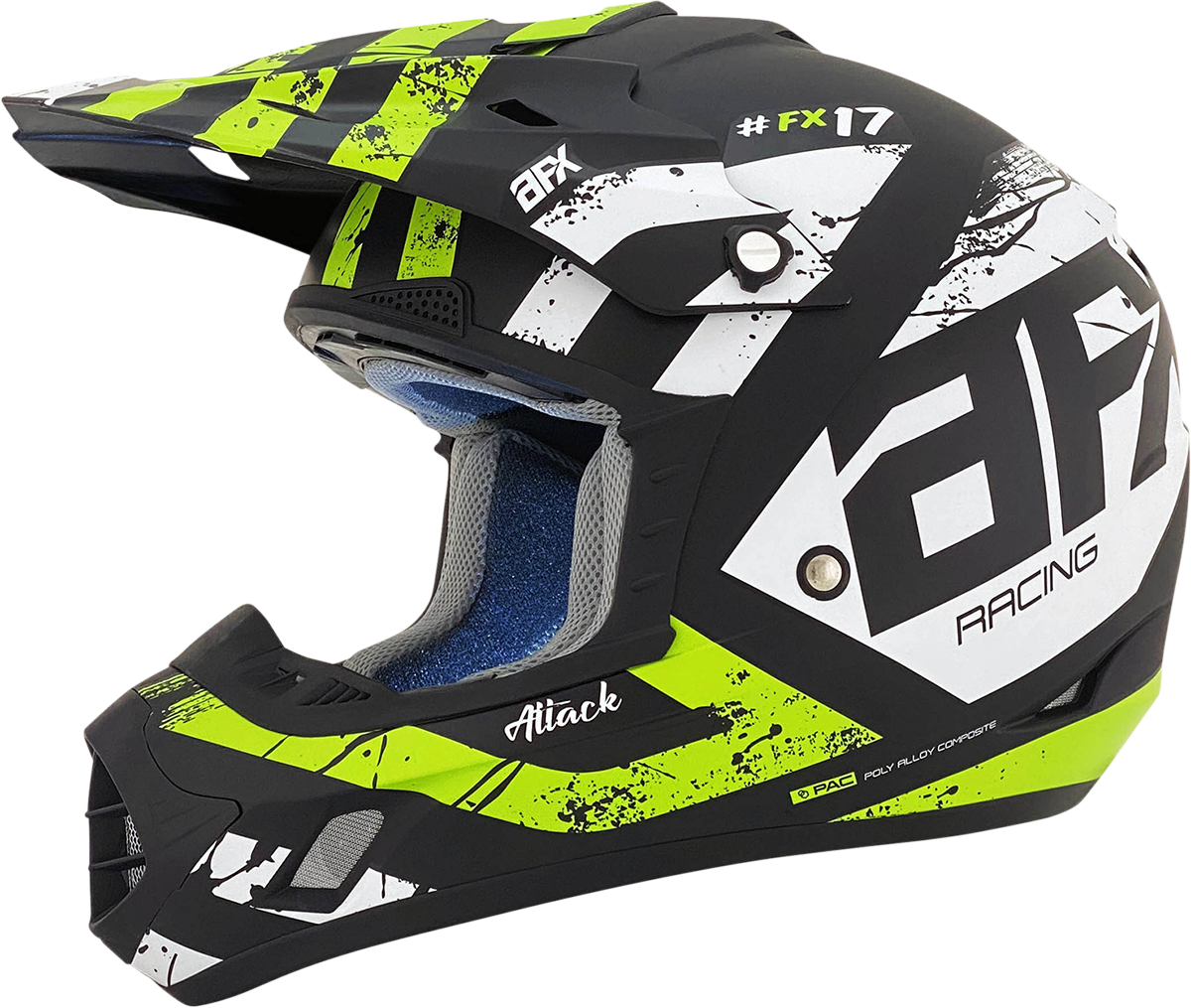 AFX FX-17Y Helmet - Attack - Matte Black/Green - Large 0111-1419