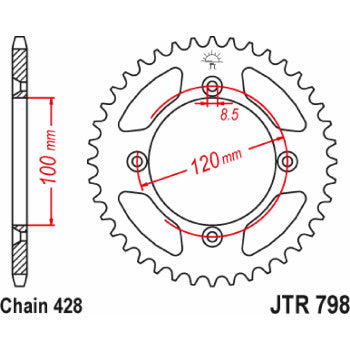 JT SPROCKETS Rear Sprocket - 51 Tooth - YZ 85 LW 2022-2023  JTR798.51