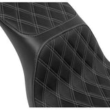 DRAG SPECIALTIES Predator 2-Up Seat - Vinyl - Double Diamond - Silver Stitching - FLSB/FXLRS '18-'24 0802-1636