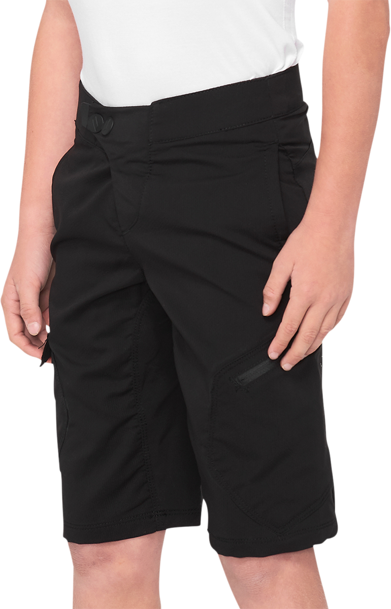 100% Youth Ridecamp Shorts - Black - US 24 40033-00001