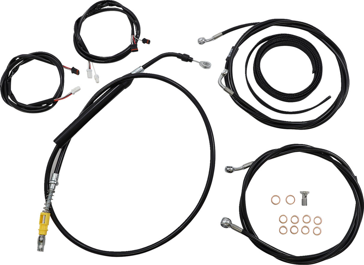 LA CHOPPERS Cable Kit - 12" - 14" Ape Hanger Handlebars - ABS - Black LA-8056KT3-13B